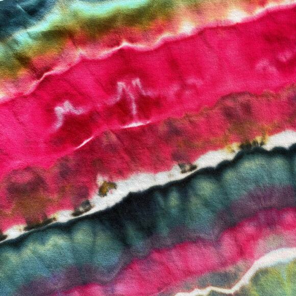 Tie Dyed Unisex T-shirt - Geode Ice Dye - Pink Green - Handmade (2XLarge) - Picture 6 of 12